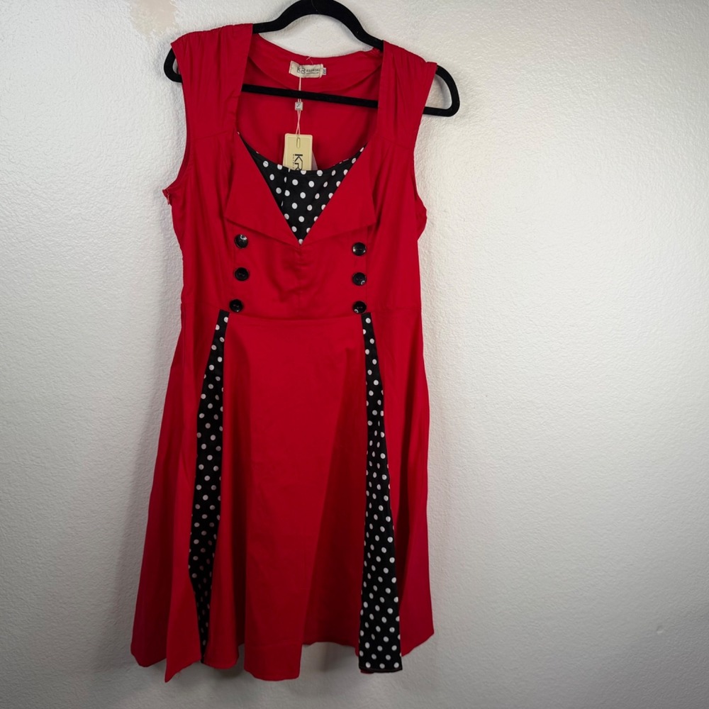 Killreal Rockabilly PinUp Retro Glam 50s Polka Dot Swing Dress Size XXL NWT